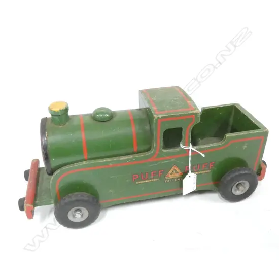 LG WOODEN TRI-ANG PUFF PUFF TRAIN ENGINE. MADE IN ENGLAND L. 370MM